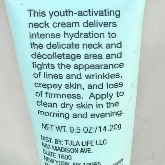 Tula Advanced Neck Cream Moisturizer Probiotic Wrinkles Travel .5 fl oz 15ml New - Picture 4 of 4